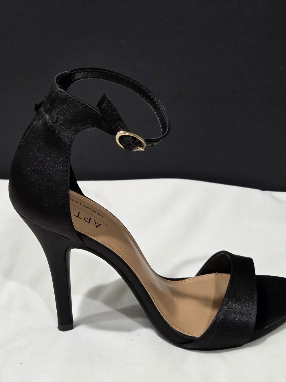 Apt. 9 Black Satin Ankle-Strap Stiletto Sandals